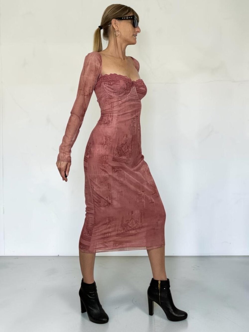 House OF CB Seraphina Corset Dress L Pink Print Bodycon - Picture 5 of 16